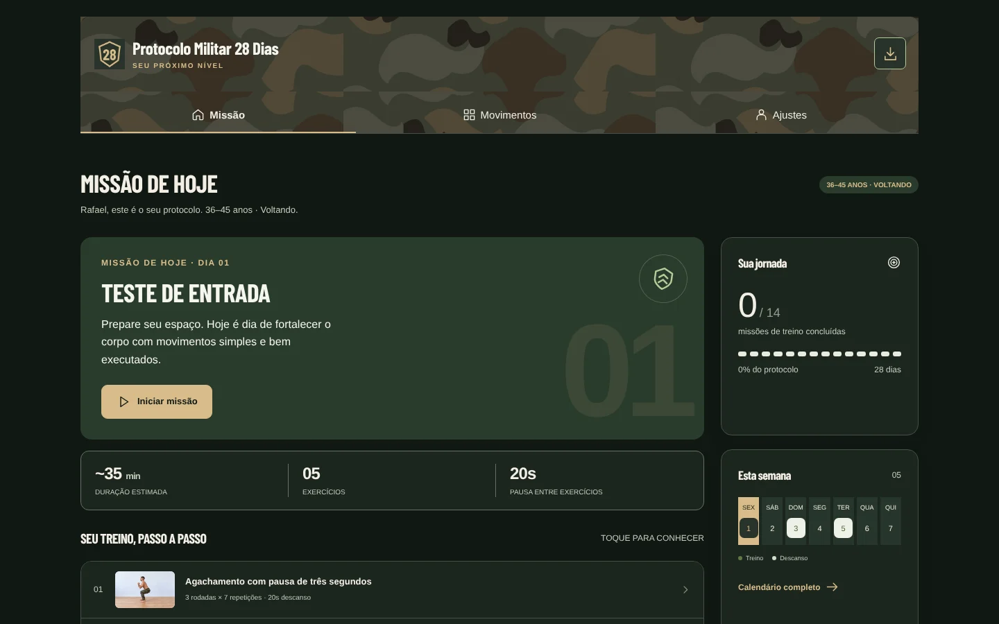 Protocolo Militar 28 Dias no computador